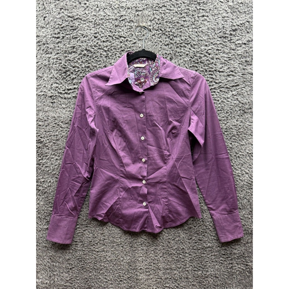 Caliban Cotton Blend Button Down Long Sleeve Shirt Purple Womens Size 38